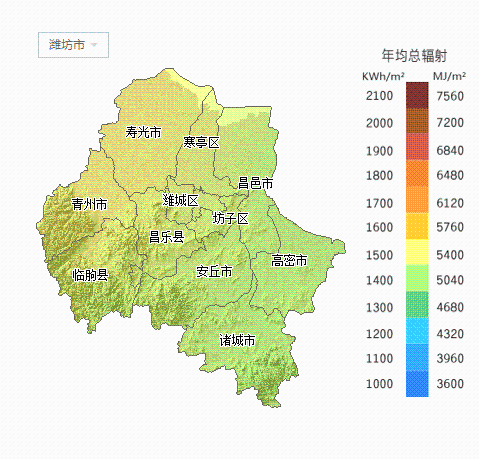 【必备】山东省所属各市太阳能资源分布地图集
