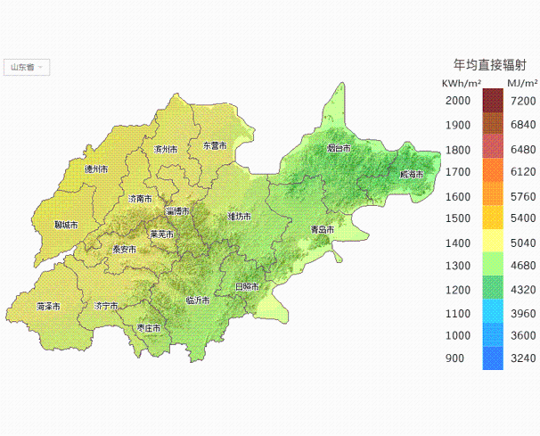 【必备】山东省所属各市太阳能资源分布地图集