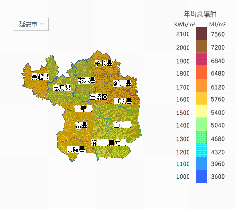 陕西省各市太阳能资源分布地图汇总 - 大数据 - 中国储能网