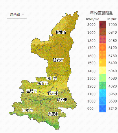 陕西省各市太阳能资源分布地图汇总