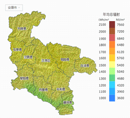 陕西省各市太阳能资源分布地图汇总
