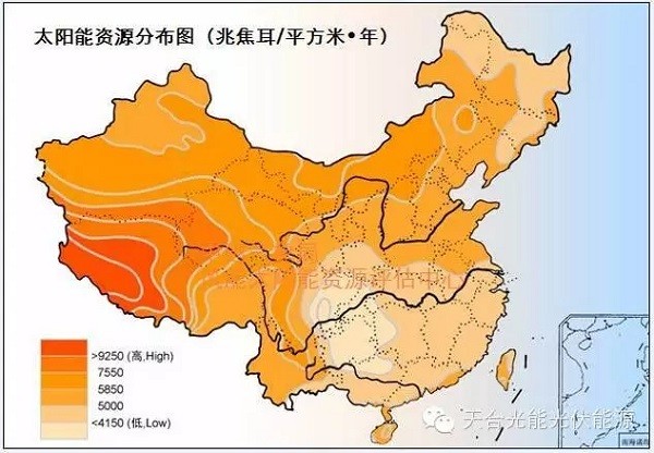 中国光照强度分布图图片